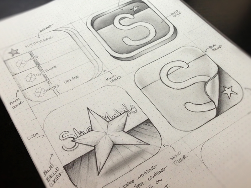 App Icon Concepts iphone app icon launch sketch design idea round pages cards pencil paper wires outline line ios