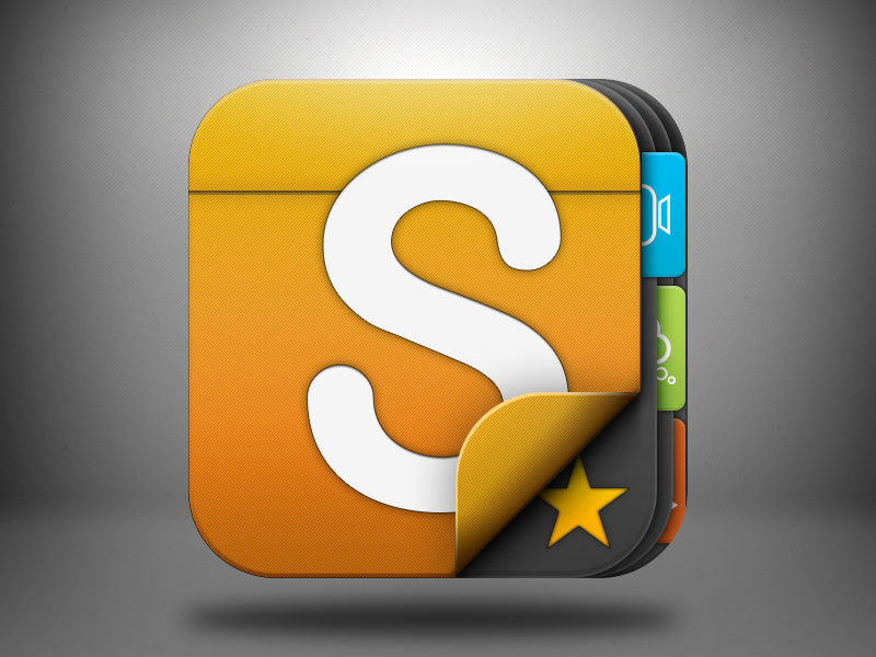 App Icon iphone yellow round icon app launch design photoshop vector mobile default folding cards pages layered star stars camera s