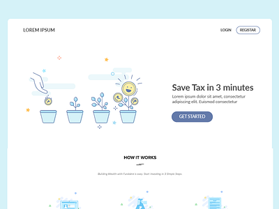 Tax LandingPage banner cash finance icon icons landing line money ruppe sketch tax