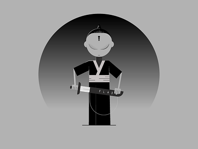 Gray samurai flat illustration