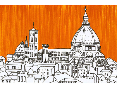 Florence color florence handmade illustration line orange travel