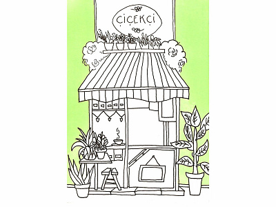 Green Flower Store art building color design green handmade illustration line