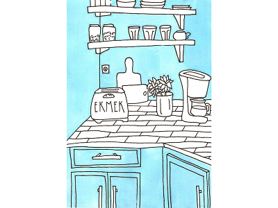 Blue Kitchen 2d art building color design illustration illustrations kitchen line