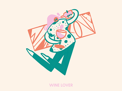 Wine character doodle pattern point typography wine wine bottle wine glass