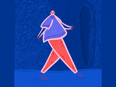 Walk character doodle illustration procreate