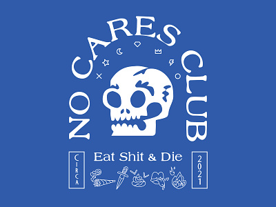 No Cares Club club death design friends halloween illustration logo shit skull type typography