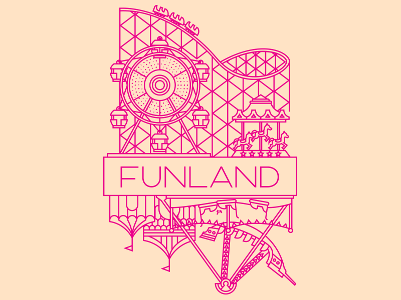 Funland! v2 carnival logo bumper cars rides ferris wheel carousel funland theme park roller coaster amusement park