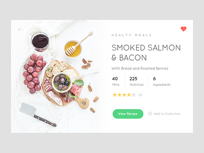 Recipe Card app clean flat food minimalist recipe restaurant web widget