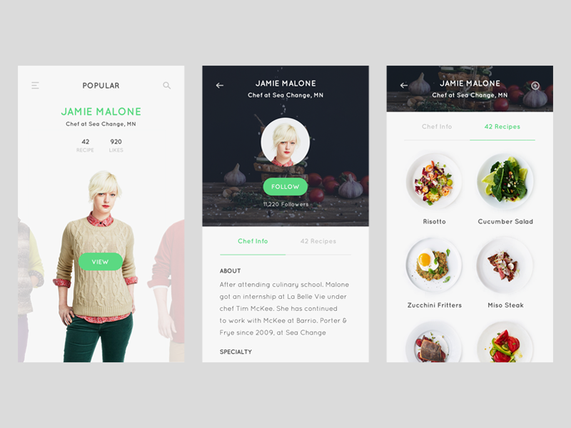 Profile screen - Recipe app app chef clean cooking food ios minimal profile recipe