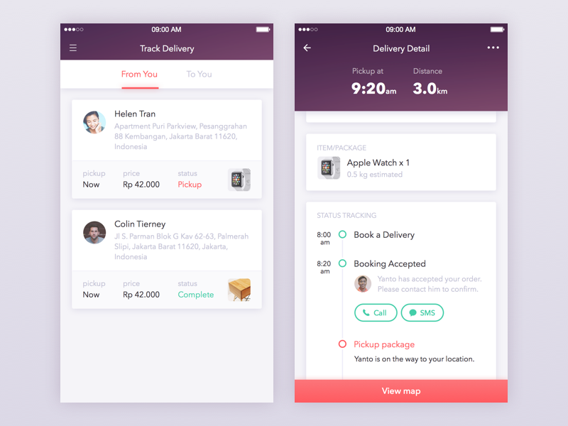 Delivery app app clean delivery ios minimal mobile track