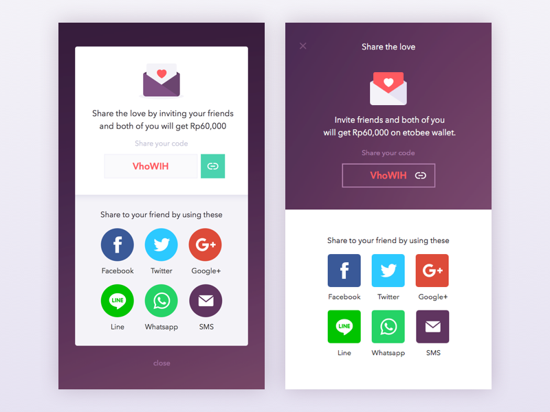 Share Screen app clean earn icon minimal mobile referral share ui ux