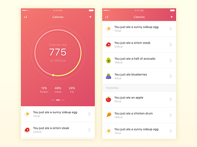 Health - Calorie Counter app calorie calories diet food health ios mobile ui ux