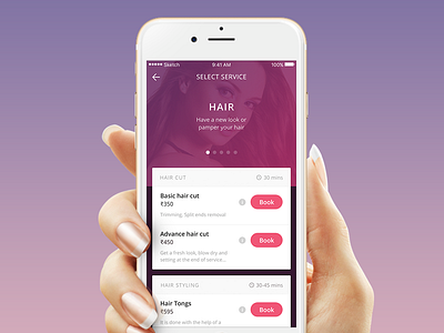Amber Mobile App app clean hair minimal mobile saloon ui ux
