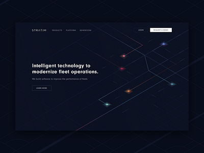 Landing page for fleet operations company - Stratim dark landing page dark ui fleet operations landing page logistic saas website