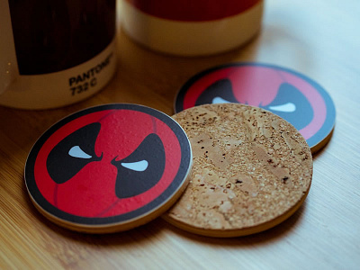 Deadpool wooden coasters coaster coasters cocorino deadpool design graphic design logo logo design stickermule