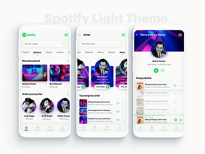 Spotify Light Theme app design clean clean ui minimal music app music player music player ui ui uxdesign uxui