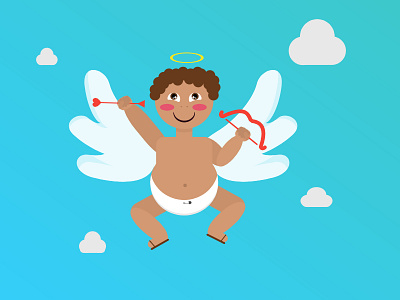 Mischievous Cutie Cupid angel arrow baby bow chubby clouds cupid heart love valentine