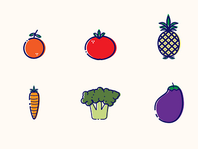 Fruit and Vegetables color fit food fruits healthy icon solids vegetables