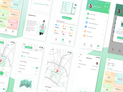 Senior Care App design map navigator senior care ui