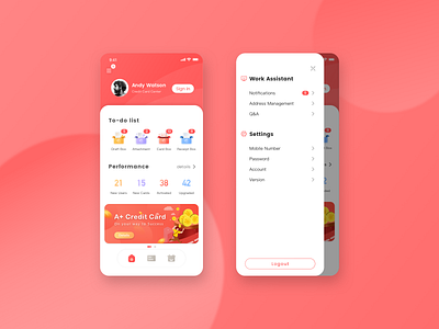 Demonstration bank app design homepage ui