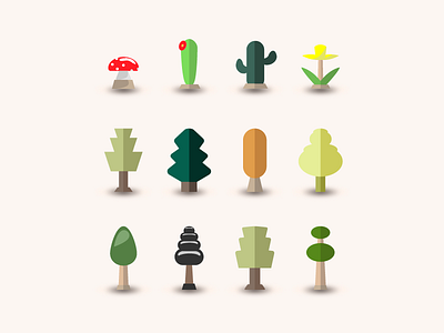 A set of cute plants design graphic