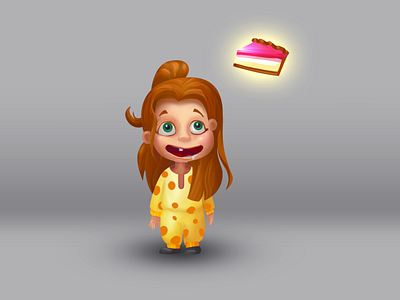 Little sweet tooth cake cartoon girl kids sweet tooth sweets