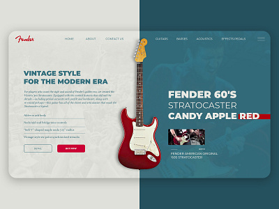 Fender Landing Page concept design fender guitar homepage landing page stratocaster ui ux web webdesign website