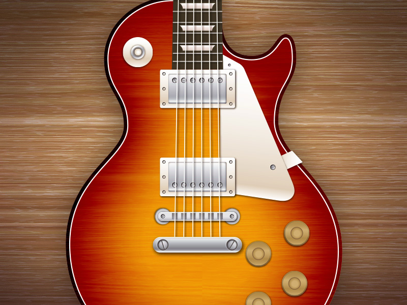 Les Paul les paul gibson electric guitar illustration strings knobs vector