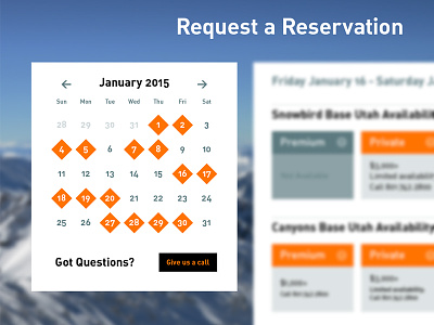 Reservation Calendar availability available buttons calendar interface reservation ui ux