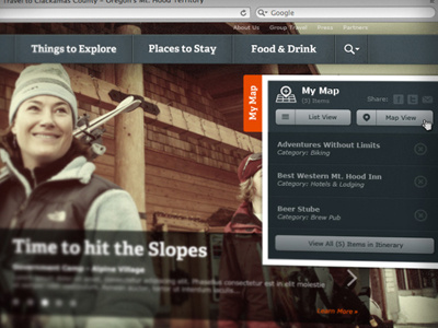 Mt Hood Territory 1 interactive mt hood tourism travel ui ux web