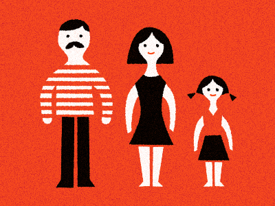 Man, Woman & Child child family illustration man minimal woman