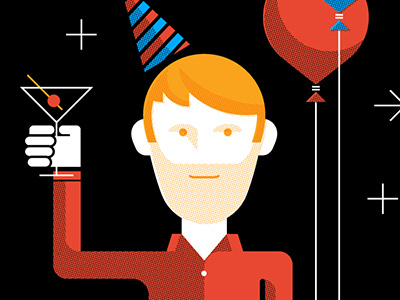 Birthday Guy balloon birthday glass hat illustration party