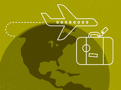 Travel airplane bag globe icon illustration international items luggage plane tag travel world