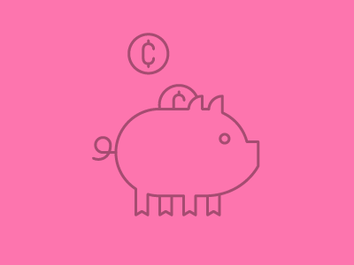 Oink bank coins icon illustration oink pig piggy tail