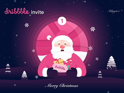 One Dribbble Invite-Merry Christmas christmas dribbble invite dribbbleinvites hello dribbble illustration merry christmas santa clause