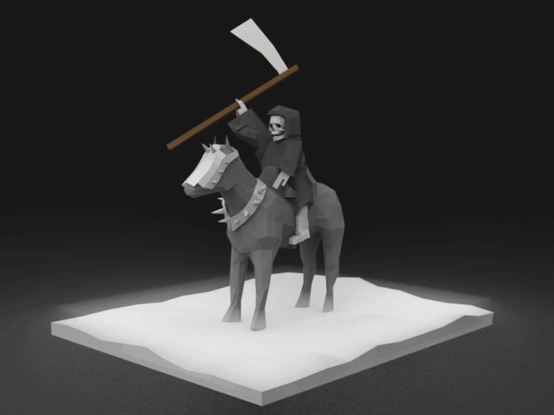 Grim Reaper and steed lowpoly reaper steed