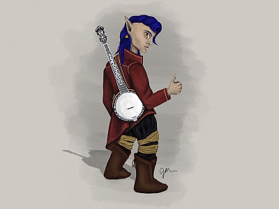 Character Concept - Banjo Bard art banjo bard character concept digital digital painting drawing fantasy gnome illustration painting