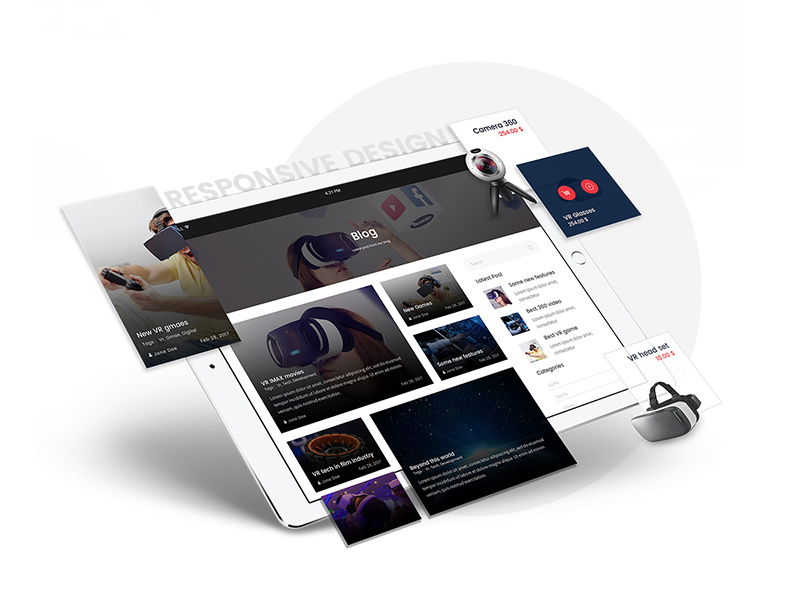 VR theme snippet blog design tech website design theme design websdesign responsice design uiux