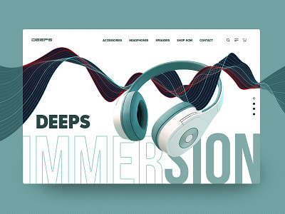 Deeps Headphones Homepage Banner Concept banner concept green headphones homepage landing page music music product sound soundwave ui ui design wave