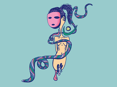 Rebirth colorful depression digital art girl graphic design human identity illustration illustrator mask