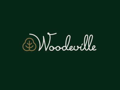 Woodéville logo3 brand identity gold logo pazzle theater tree ville wood