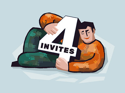 4 Dribbble Invites dribbble geometric illustration invites laying man new paint pants sweater