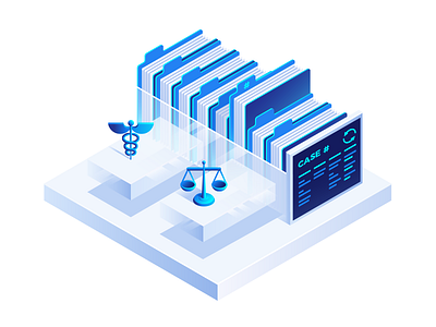 Clinics & Law Firms blue case clean clinics files health hospitals illustration isometric law platform pure software transparent white