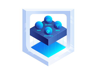 Metaclinic Security blue construction gradient health illustration isometric law platform pool security shield software white