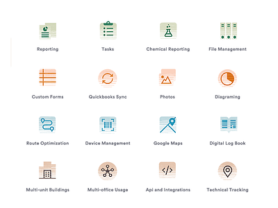 Fieldwork Icons application device diagram flat forms icons management pastel service set simple small texture ui