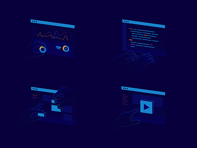 TestProject Powerful tools addons analytics build chart code developing gradient hands illustration platform recorder screen test tools