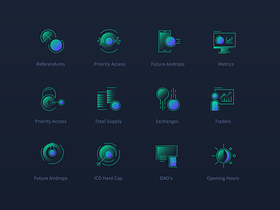 Crypto icons access app chart crypto exchange goal gradient green ico icon iconset metrics money platform trade