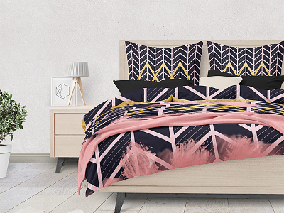 Triangle Paradise black brush geometric gold minimal paradise pattern pink triangle