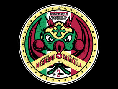 Mexicant ant antix chillies emblem gaunty illustration luchador mexico stars wrestling