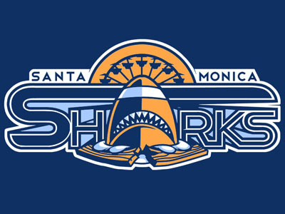 Santa Monica Sharks football illustration logo los angeles pier santa monica shark